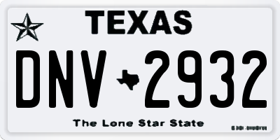 TX license plate DNV2932