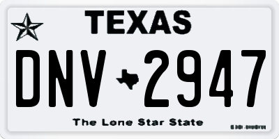 TX license plate DNV2947