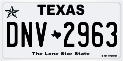 TX license plate DNV2963