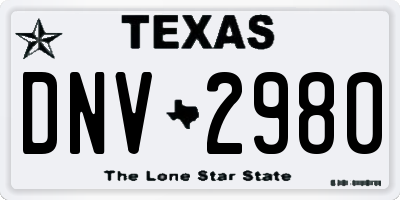 TX license plate DNV2980