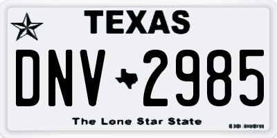 TX license plate DNV2985