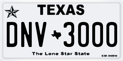 TX license plate DNV3000