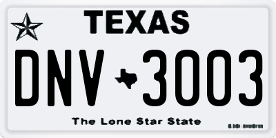 TX license plate DNV3003