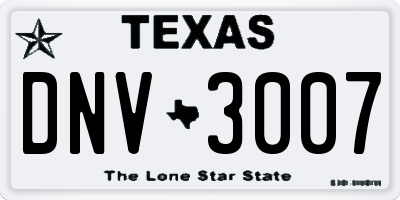TX license plate DNV3007