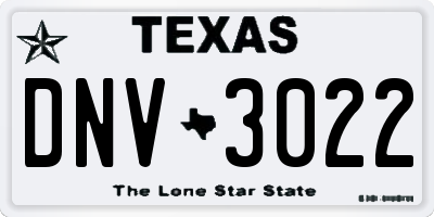 TX license plate DNV3022