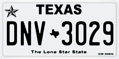 TX license plate DNV3029