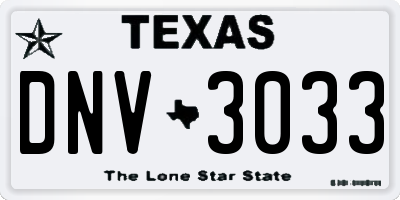 TX license plate DNV3033