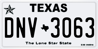 TX license plate DNV3063