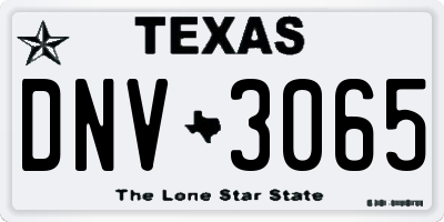 TX license plate DNV3065