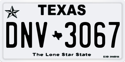 TX license plate DNV3067