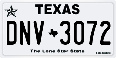 TX license plate DNV3072