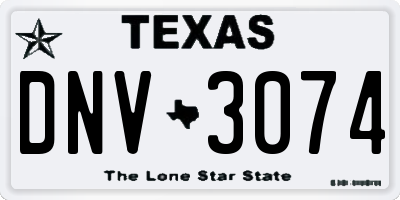 TX license plate DNV3074