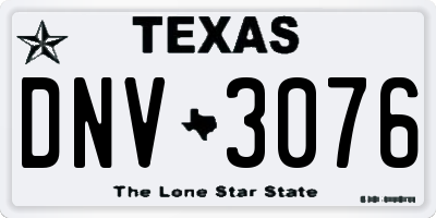 TX license plate DNV3076