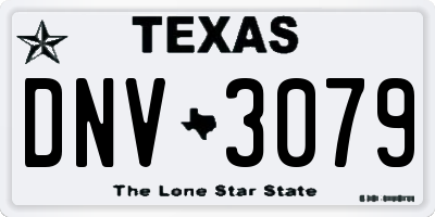 TX license plate DNV3079