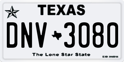 TX license plate DNV3080