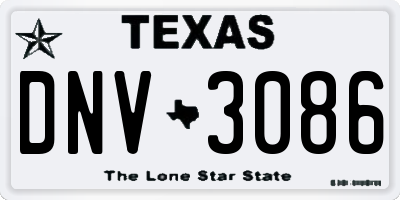 TX license plate DNV3086