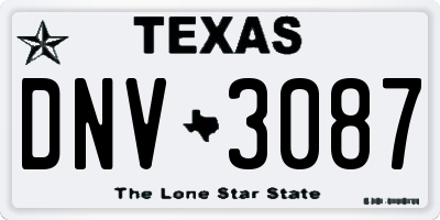 TX license plate DNV3087