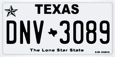 TX license plate DNV3089