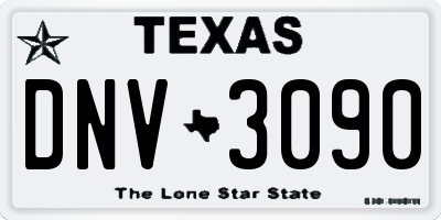 TX license plate DNV3090