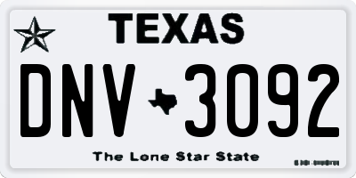 TX license plate DNV3092