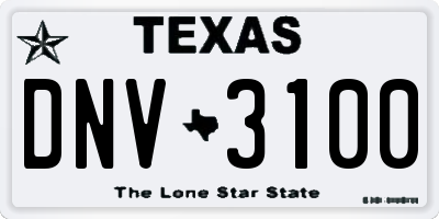 TX license plate DNV3100