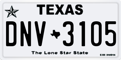TX license plate DNV3105