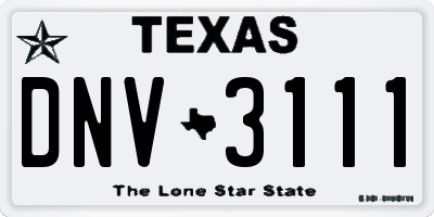 TX license plate DNV3111