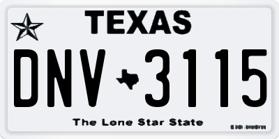 TX license plate DNV3115