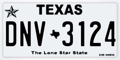 TX license plate DNV3124