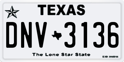 TX license plate DNV3136