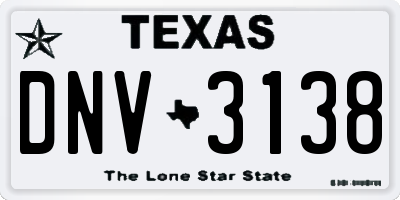 TX license plate DNV3138