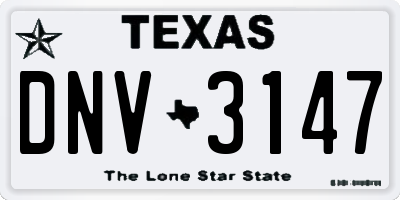TX license plate DNV3147