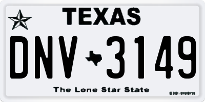 TX license plate DNV3149