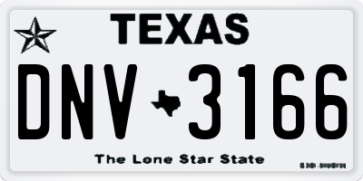 TX license plate DNV3166