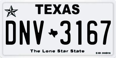 TX license plate DNV3167