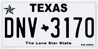 TX license plate DNV3170
