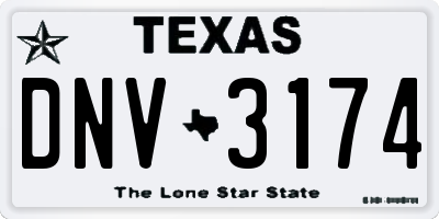 TX license plate DNV3174