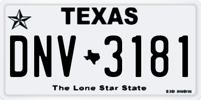 TX license plate DNV3181