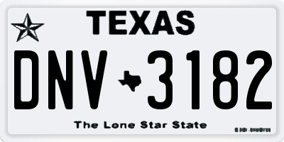 TX license plate DNV3182