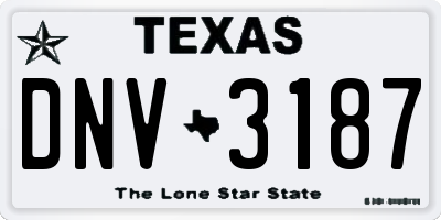 TX license plate DNV3187