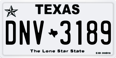 TX license plate DNV3189