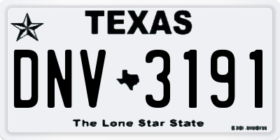 TX license plate DNV3191