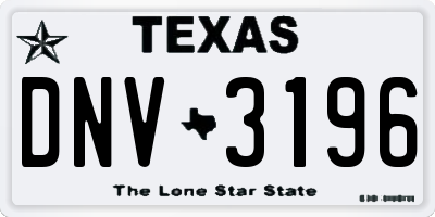 TX license plate DNV3196