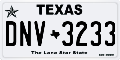 TX license plate DNV3233