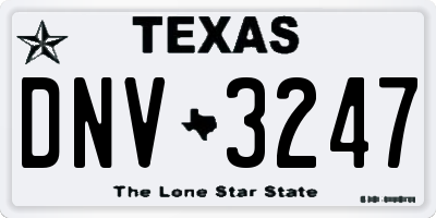 TX license plate DNV3247