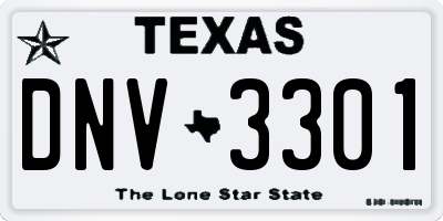 TX license plate DNV3301