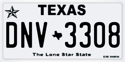 TX license plate DNV3308