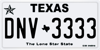TX license plate DNV3333