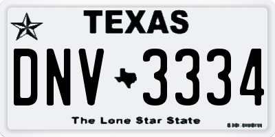 TX license plate DNV3334