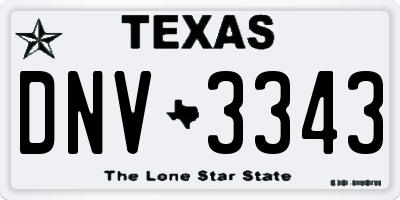 TX license plate DNV3343